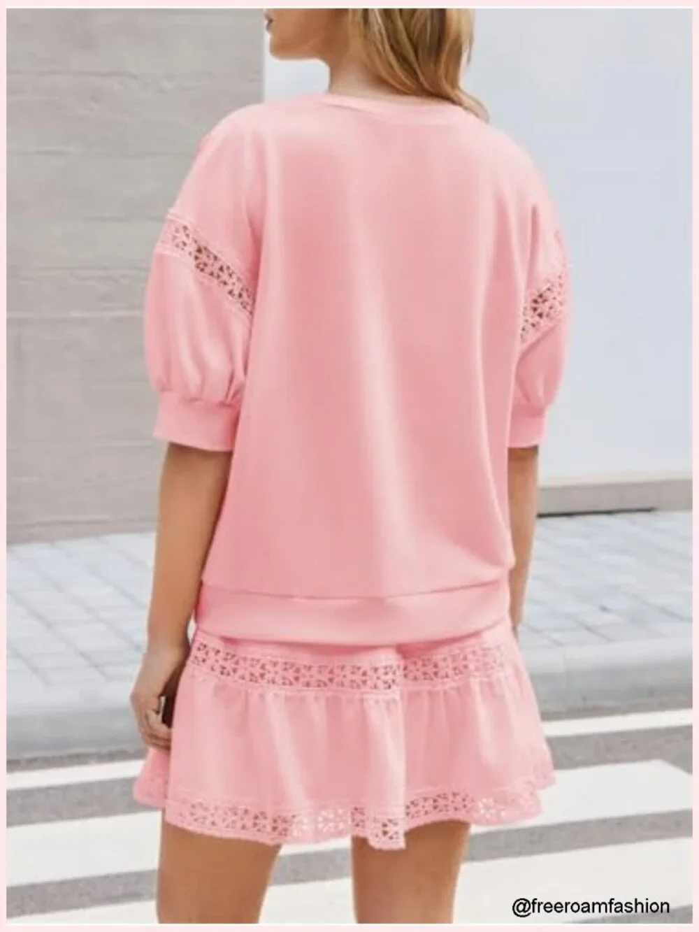 2 Piece Skirt Sets for Women Lace Trim Puff Sleeve Coquette Summer Going Out